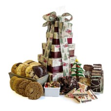 Torre de dulces de árboles recién cortados