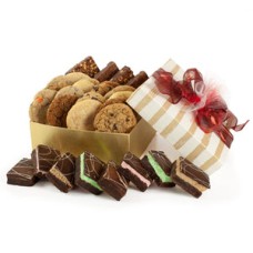 Galleta de rayas doradas y regalo de brownie
