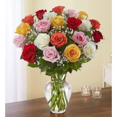 Máxima elegancia, 48 tallos de rosas surtidas