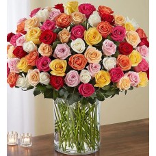 100 rosas surtidas de tallo largo de primera calidad