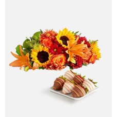 Fields of Europe® para otoño con fresas gourmet bañadas en chocolate (Ramo Fields of Europe® para otoño solamente con 6 fresas bañadas en chocolate)