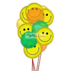 Ramo de globos con caritas sonrientes (6 globos de látex y 6 globos de mylar)