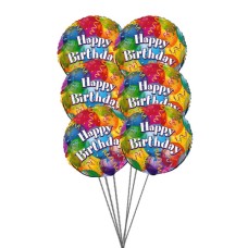 globos con gas cumpleaños (6-Mylar y 6-Látex Globos)