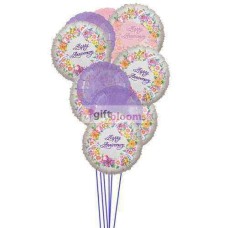 Globos de aniversario alegres (3 globos de látex y 6 globos de mylar)