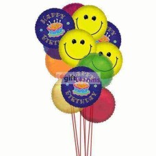 Globos sonrientes deseándote feliz cumpleaños (6 globos de látex)