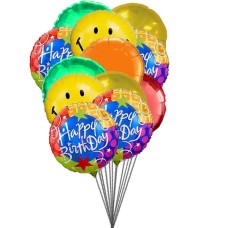 Smiley globos que le desean feliz cumpleaños (3 Látex y 3 Globos de Mylar)