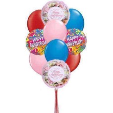Ramo de Feliz Aniversario (6 globos de látex y 4 de mylar)