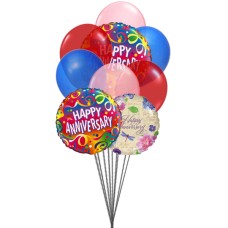 Bunch of Happy Anniversary (4-Mylar and 6-Latex Balloons)