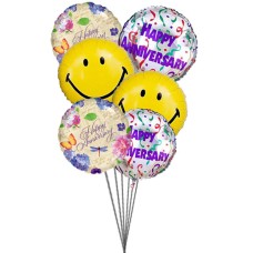 globos felices del aniversario (4 Látex y 4 Globos de Mylar)