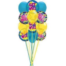 Ramo de globos de "Que te mejores pronto" (6 globos de látex y 6 globos de mylar)