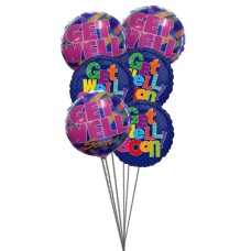 El manojo de globos Get Well Soon (6-Mylar y 6-látex globos)