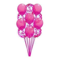 globos rosados ​​(6-Mylar y 6-látex globos)