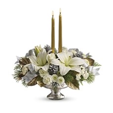 Centro de mesa Giftblooms plateado y dorado (estándar)
