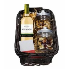 Cesta Vino Blanco 375ml y Frutos Secos