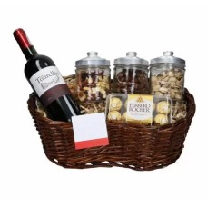 Cesta de Vino Tinto y Bombones