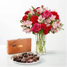 Set de regalo "Eres preciosa" con ramo y bombones (Estándar)