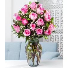 Dos docenas de rosas rosadas