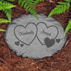 Piedra de jardín de dos corazones