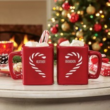 Juego de tazas para el corazón Candy Cane Couple