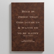 Arte mural de cuero con frases de bar