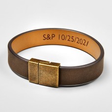 Pulsera de cuero con mensaje oculto para hombre