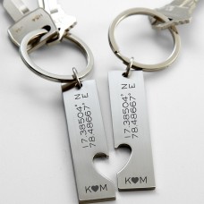 Juego de llaveros con coordenadas de pareja