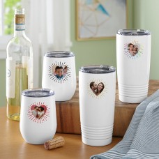 Vaso térmico con mensaje fotográfico y diseño de corazón reventado