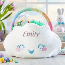 Cesta de peluche con arcoíris feliz