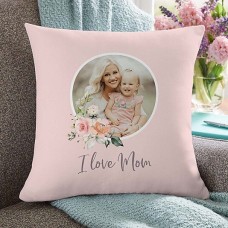 Cojín con foto floral "Te amo mamá"