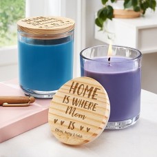 Vela con tapa de madera "El hogar está donde está mamá"