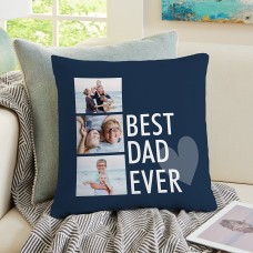 Cojín decorativo con tres fotos del mejor papá y abuelo