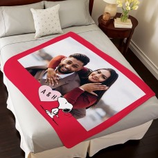 Manta de peluche con foto de las iniciales del corazón de Snoopy™ para San Valentín