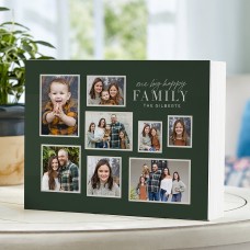 Bloque de madera con foto de familia feliz grande