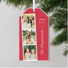 Etiqueta de regalo decorativa con tira de fotos