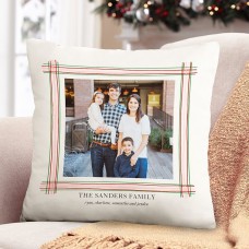 Nueva almohada con foto y borde de cinta