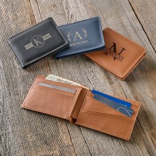 Cartera de cuero antirrobo con monograma
