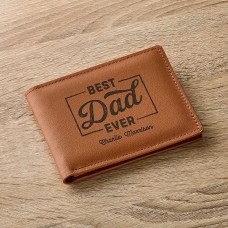 Cartera de cuero antirrobo "El mejor papá del mundo"
