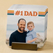 Posavasos de madera con foto de papá n.° 1