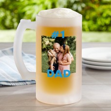 Jarra de cerveza esmerilada con foto de papá n.° 1
