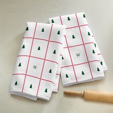 Toalla de cocina con inicial de árboles a cuadros