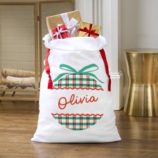 Bolsa de regalo extragrande con adorno festivo a cuadros