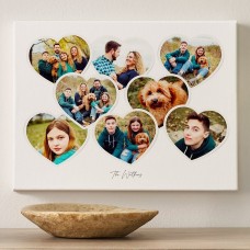 Collage fotográfico Corazones queridos en lienzo