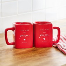 Juego de tazas cuadradas rojas "Eres mi persona"