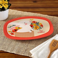 Bandeja con cesta floral de conejito