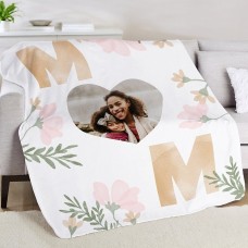 Manta de peluche con foto "Corazón de Mamá"