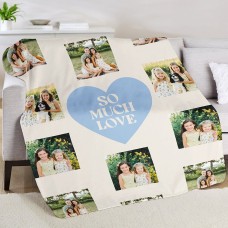 Manta de peluche con collage de fotos de corazones "Mucho amor"