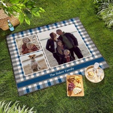 Manta de picnic con foto y nombre a cuadros