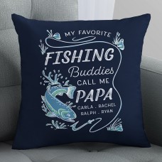 Cojín decorativo con la frase "Compañeros de pesca favoritos"