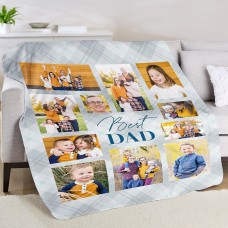 Manta de peluche con collage de fotos del mejor papá