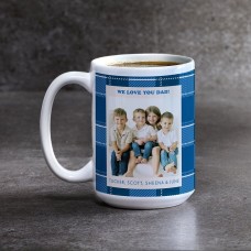 Taza fotográfica a cuadros azules